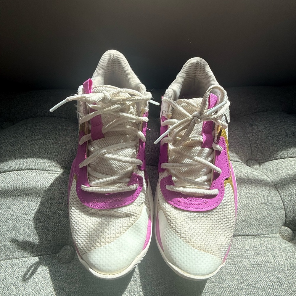 Girls Under Armor White and Pink Basketball Sneakers